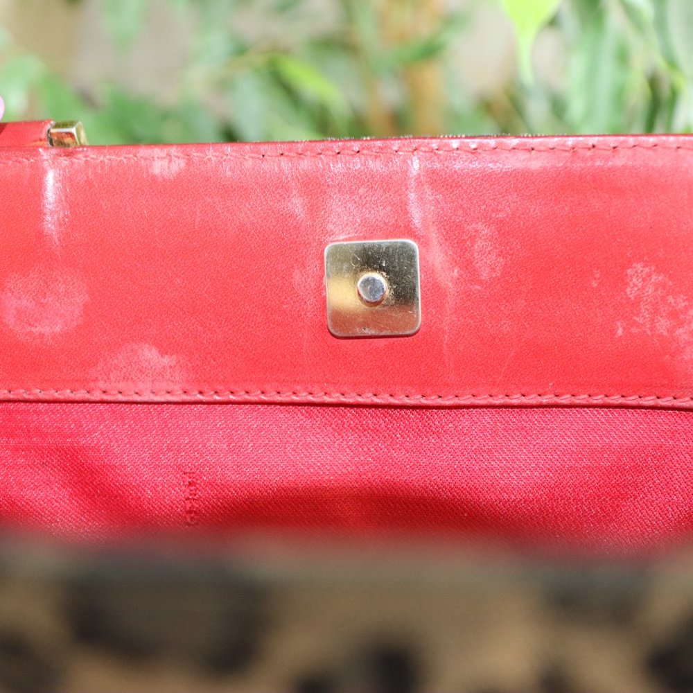 Coa-Fendi Leopard Print Canvas With Red Leather T… - image 7